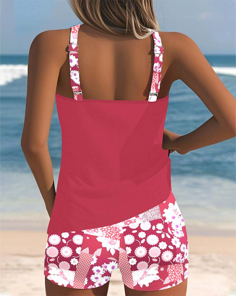 Janet | Swimsuit Tank Top with Printed Boxer Set