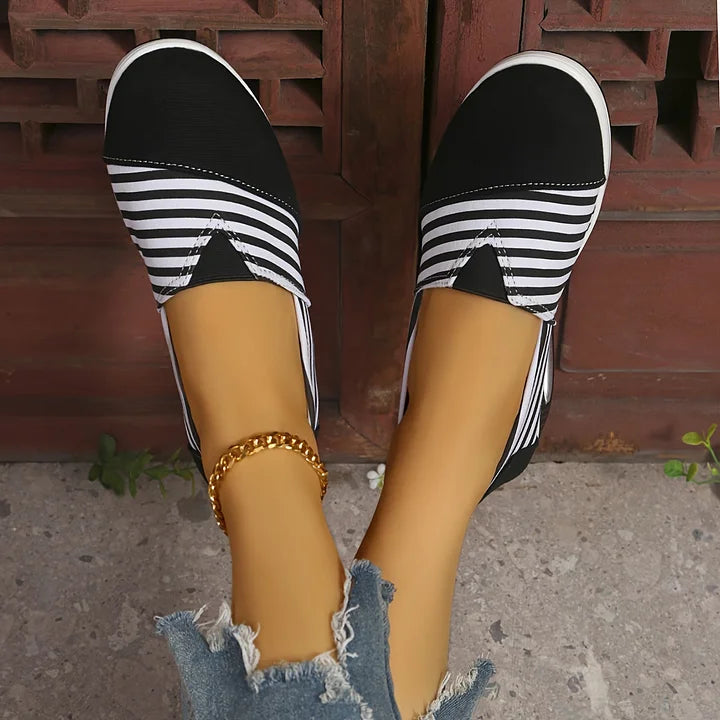 Tasha - Comfortable Striped Slip-On Comfort Sneakers