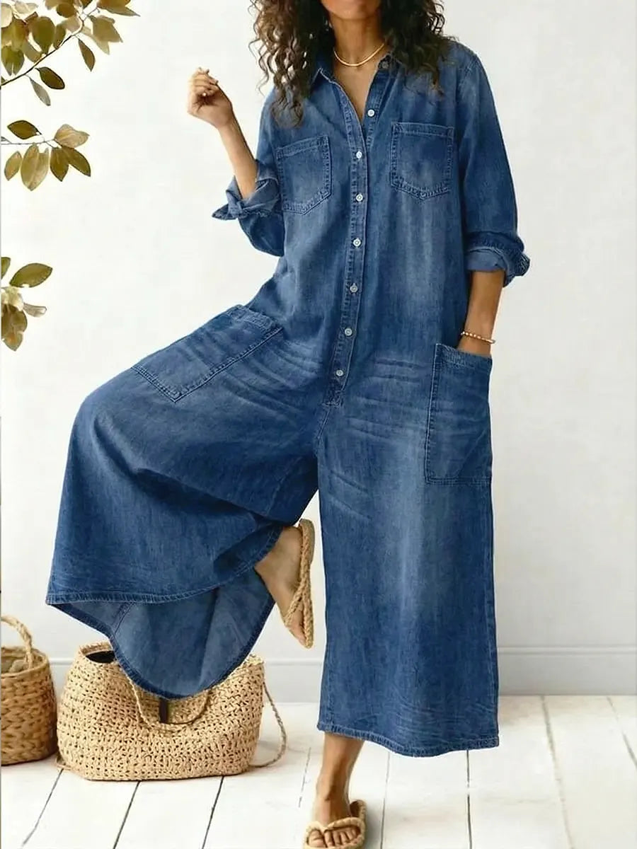 Joan | Casual Cotton Denim Jumpsuit