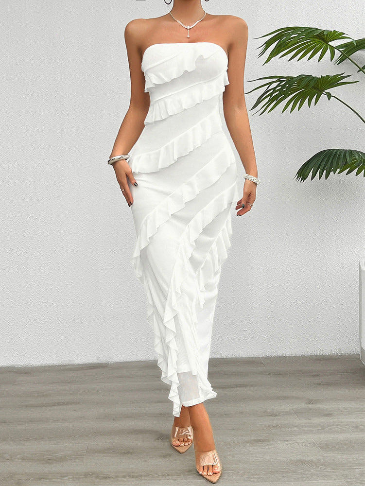 Strapless Bodycon Cocktail Dress with Ruffle Detail