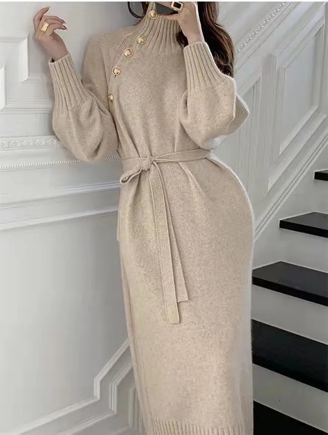 Women's Winter Sweater Dress with Batwing Sleeves