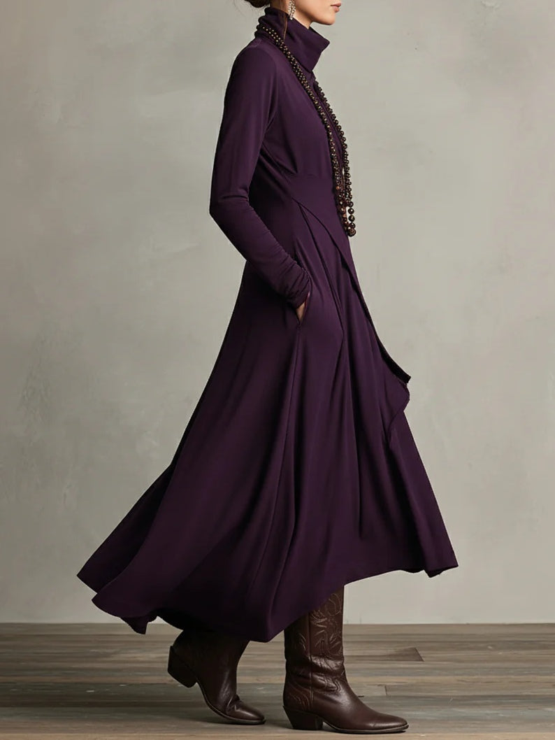 Hayden Zara™ | High-neck Asymmetrical Pleated Maxi Dress