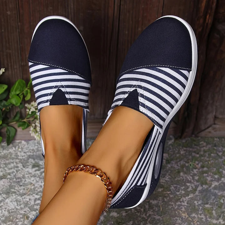 Tasha - Comfortable Striped Slip-On Comfort Sneakers