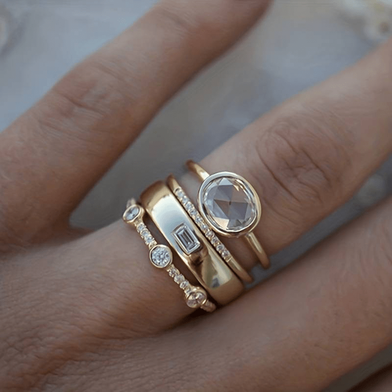 LILY - GOLD & ZIRCONIA RING SET
