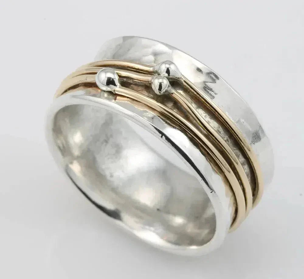 VINTAGE GOLD LAYERED SILVER RING