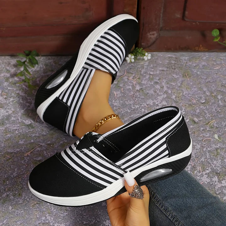 Tasha - Comfortable Striped Slip-On Comfort Sneakers