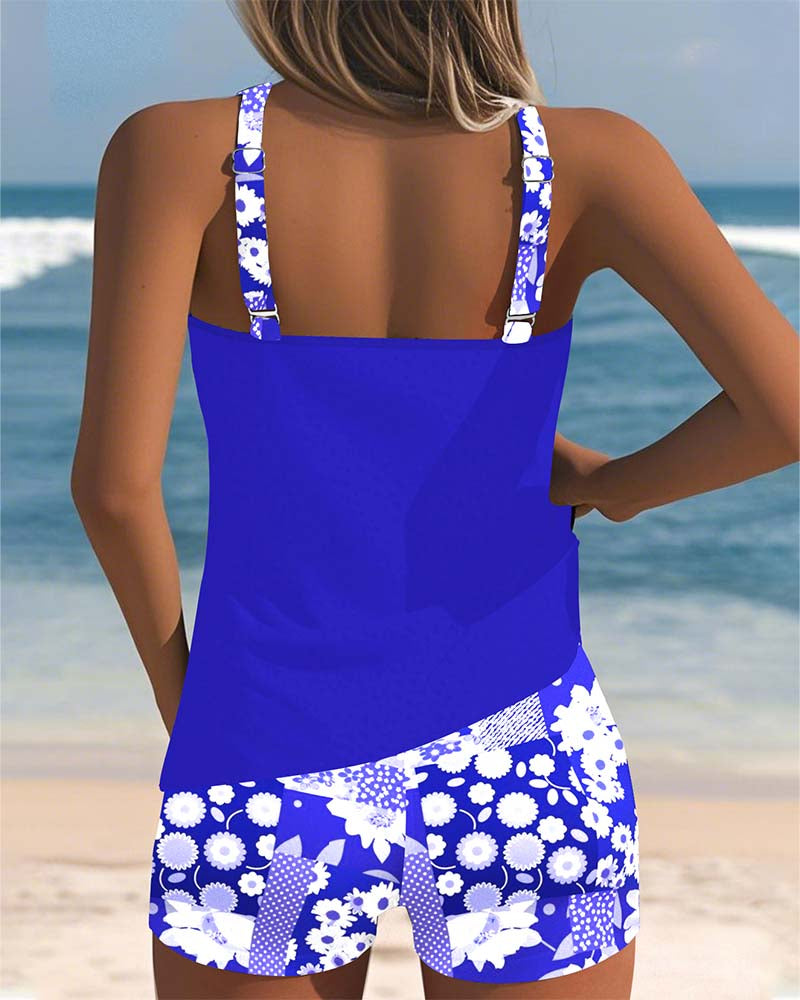 Janet | Swimsuit Tank Top with Printed Boxer Set