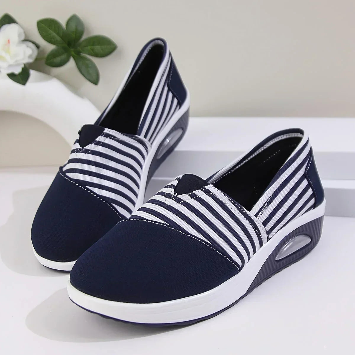 Tasha - Comfortable Striped Slip-On Comfort Sneakers