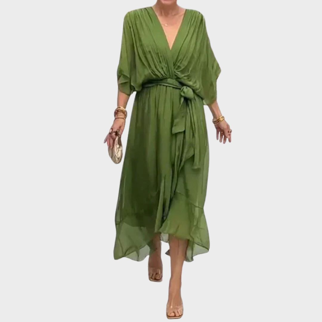 Hayden Monica | Silk Chiffon Dress With V-neck