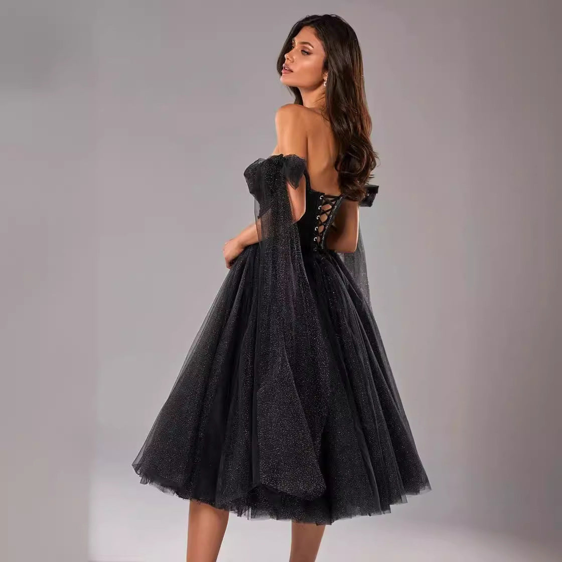 Elegant A-Line Cocktail Dress with Sheer Overlay