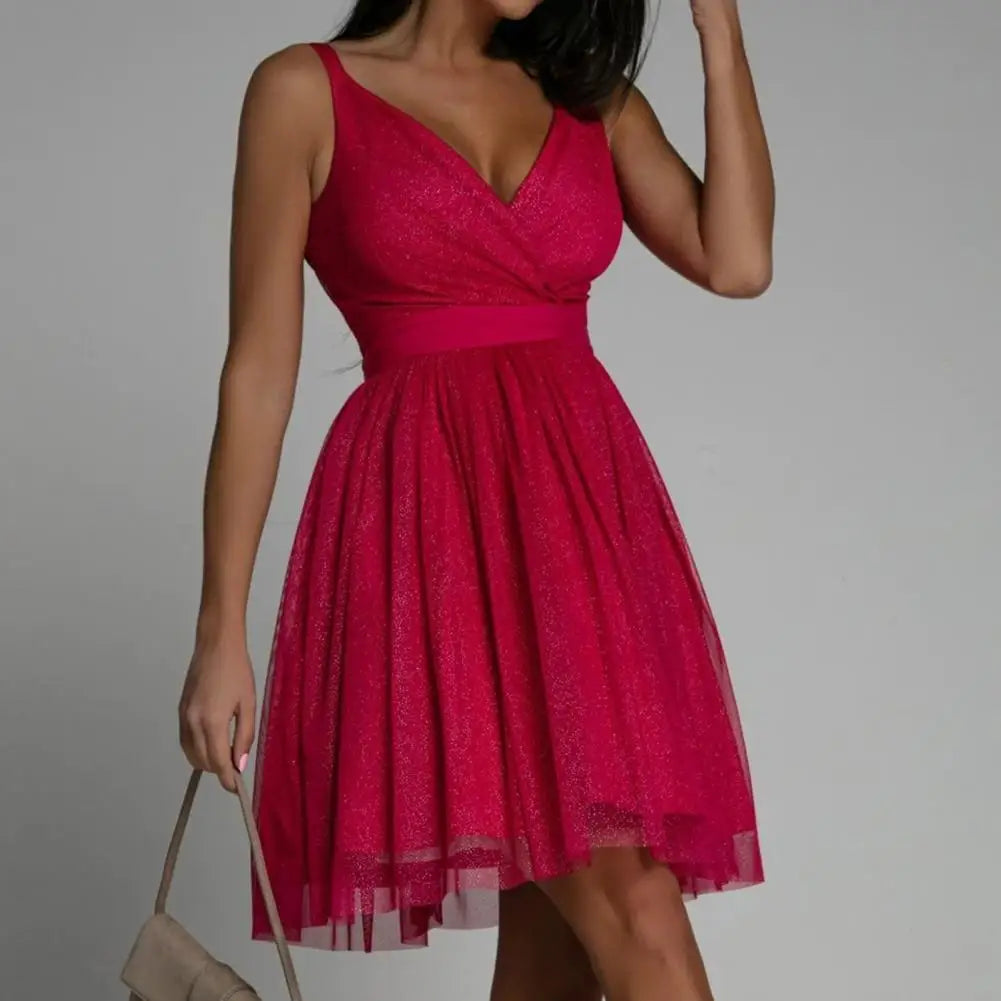 Elegant Sleeveless V-Neck Cocktail Dress